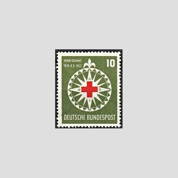 FRIMRKER VESTTYSKL. BUND: 1953 | AFA 1127 | Rde Kors - 10 pf. grn/rd - Postfrisk