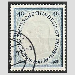 FRIM�RKER VESTTYSKL. BUND: 1955 | AFA 1173 | Friedrich v. Schiller. - 40 pf. lysbl� - Stemplet