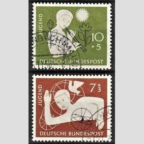 FRIM�RKER VESTTYSKL. BUND: 1956 | AFA 1195,1196 | Velg�renhedsm�rker - 7+3 pf. - 10+5 pf. i s�t - Stemplet