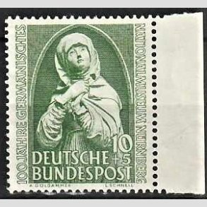 FRIM�RKER VESTTYSKL. BUND: 1952 | AFA 1115 | 10+3 pf. gr�n N�rnberg Nationalmuseum - Postfrisk