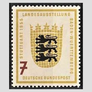 FRIM�RKER VESTTYSKL. BUND: 1955 | AFA 1175 | Baden-W�rttemberg udstilling. - 7 pf. gul/sort/brun - Postfrisk
