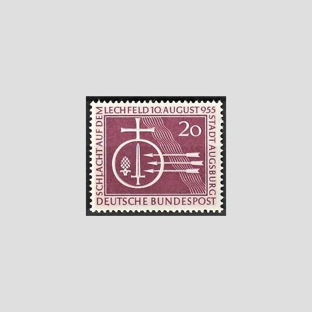 FRIMRKER VESTTYSKL. BUND: 1955 | AFA 1179 | 1000-ret for slaget ved Lechfeld - 20 pf. rdlilla - Postfrisk