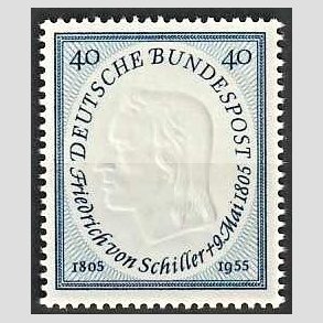 FRIM�RKER VESTTYSKL. BUND: 1955 | AFA 1173 | Friedrich v. Schiller. - 40 pf. lysbl� - Postfrisk