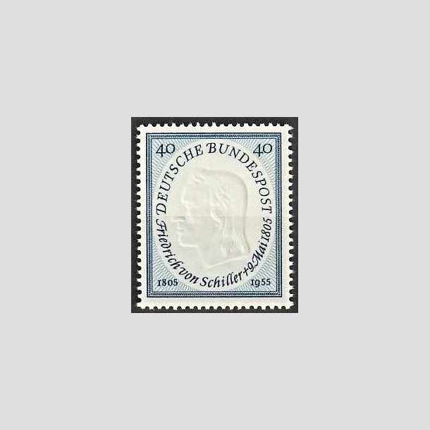 FRIMRKER VESTTYSKL. BUND: 1955 | AFA 1173 | Friedrich v. Schiller. - 40 pf. lysbl - Postfrisk