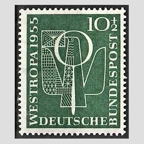 FRIM�RKER VESTTYSKL. BUND: 1955 | AFA 1180 | Westropa frim�rkeudstilling - 10 + 2 pf. gr�n - Postfrisk