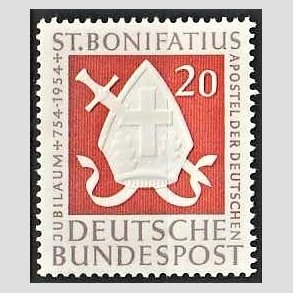 FRIM�RKER VESTTYSKL. BUND: 1954 | AFA 1162 | St. Bonifatius. - 20 pf. gr�brun/r�d - Postfrisk