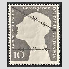 FRIM�RKER VESTTYSKL. BUND: 1953 | AFA 1128 | Mindeudgave for krigsfanger - 10 pf. gr� - Postfrisk