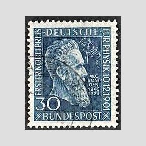 FRIM�RKER VESTTYSKL. BUND: 1951 | AFA 1110 | W. C. R�ntgen - 30 pf. bl� - Stemplet