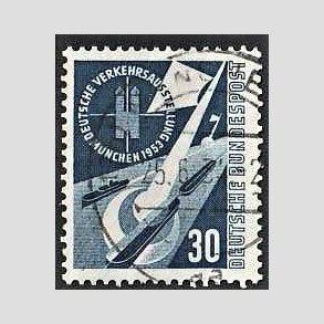 FRIM�RKER VESTTYSKL. BUND: 1953 | AFA 1133 | Trafikudstilling M�nchen. - 30 pf. bl� - Stemplet