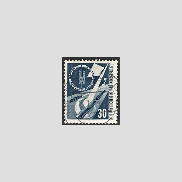 FRIMRKER VESTTYSKL. BUND: 1953 | AFA 1133 | Trafikudstilling Mnchen. - 30 pf. bl - Stemplet