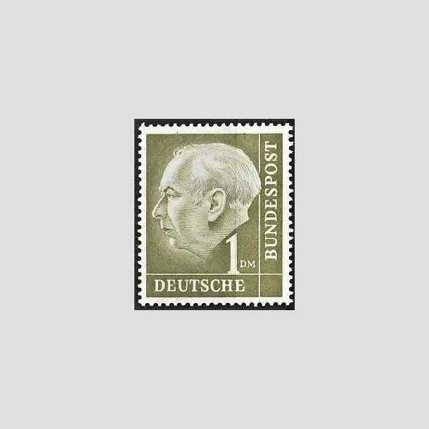 FRIMRKER VESTTYSKL. BUND: 1954 | AFA 1157 | Prsident Th. Heuss. - 1 mk. olivengrn - Postfrisk