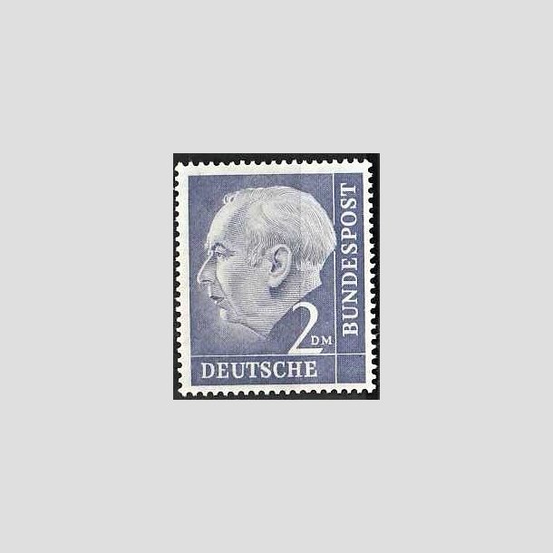 FRIMRKER VESTTYSKL. BUND: 1954 | AFA 1158 | Prsident Th. Heuss. - 2 mk. blviolet - Postfrisk