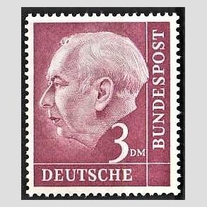 FRIM�RKER VESTTYSKL. BUND: 1954 | AFA 1159 | Pr�sident Th. Heuss. - 3 mk. r�dlilla - Postfrisk