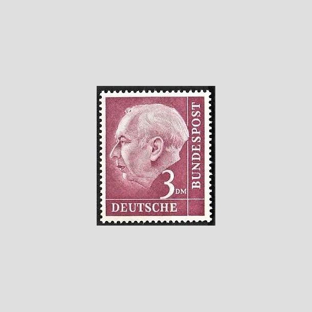 FRIMRKER VESTTYSKL. BUND: 1954 | AFA 1159 | Prsident Th. Heuss. - 3 mk. rdlilla - Postfrisk