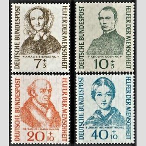 FRIM�RKER VESTTYSKL. BUND: 1955 | AFA 1185-88 | Menneskehedens hj�lpere - 7+3 pf. - 40+10 pf. i s�t - Postfrisk