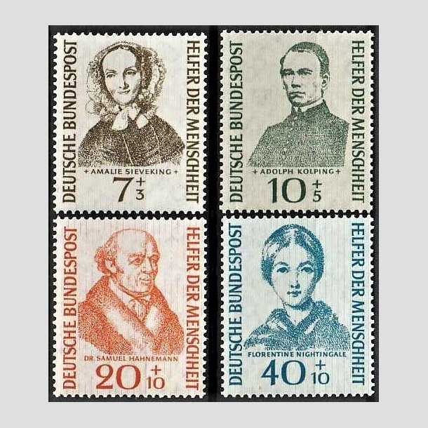 FRIMRKER VESTTYSKL. BUND: 1955 | AFA 1185-88 | Menneskehedens hjlpere - 7+3 pf. - 40+10 pf. i st - Postfrisk