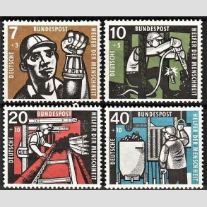 FRIM�RKER VESTTYSKL. BUND: 1957 | AFA 1233-36 | Menneskehedens hj�lpere. - 7+3 pf. - 40+10 pf. i s�t - Postfrisk