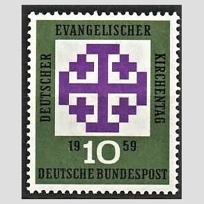 FRIM�RKER VESTTYSKL. BUND: 1959 | AFA 1278 | Evangelist kirkedag. - 10 pf. gr�n/violet/sort - Postfrisk