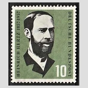 FRIM�RKER VESTTYSKL. BUND: 1957 | AFA 1215 | Fysikeren H. R. Hertz. - 10 pf. gr�gr�n/sort - Postfrisk