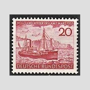FRIM�RKER VESTTYSKL. BUND: 1952 | AFA 1112 | Helgolands frigivelse - 20 pf. r�d - Postfrisk