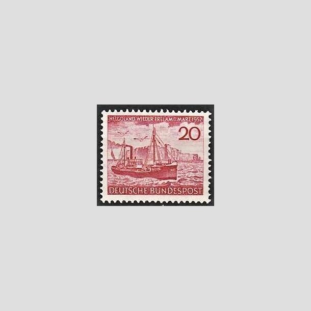 FRIMRKER VESTTYSKL. BUND: 1952 | AFA 1112 | Helgolands frigivelse - 20 pf. rd - Postfrisk