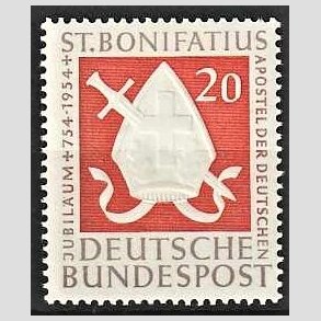 FRIM�RKER VESTTYSKL. BUND: 1954 | AFA 1162 | St. Bonifatius. - 20 pf. gr�brun/r�d - Postfrisk