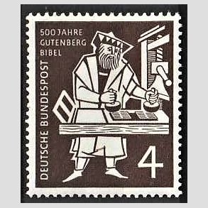 FRIM�RKER VESTTYSKL. BUND: 1954 | AFA 1161 | Gutenberg bibel 500 �r. - 4 pf. m�rkbrun - Postfrisk