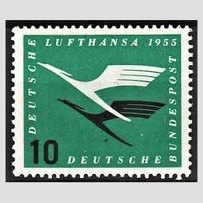 FRIM�RKER VESTTYSKL. BUND: 1955 | AFA 1169 | Lufthansas genetablering - 10 pf. gr�n/sort - Postfrisk