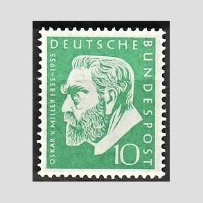 FRIM�RKER VESTTYSKL. BUND: 1955 | AFA 1172 | Oskar V. Miller - 10 pf. gr�n - Postfrisk