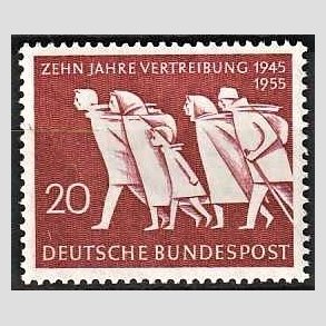 FRIM�RKER VESTTYSKL. BUND: 1955 | AFA 1178 | 10-�ret for tvangsflytningerne - 20 pf. r�dbrun - Postfrisk