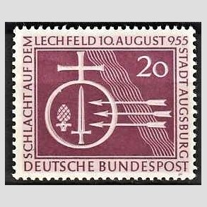 FRIM�RKER VESTTYSKL. BUND: 1955 | AFA 1179 | 1000-�ret for slaget ved Lechfeld - 20 pf. r�dlilla - Postfrisk