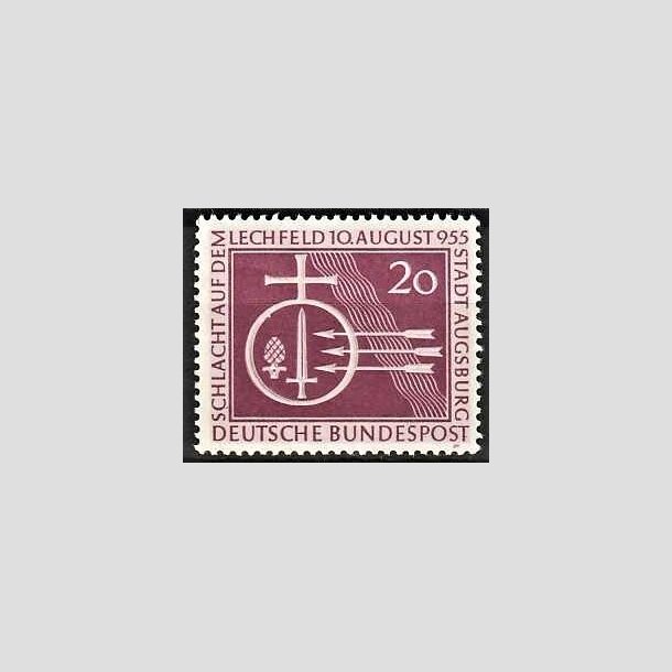 FRIMRKER VESTTYSKL. BUND: 1955 | AFA 1179 | 1000-ret for slaget ved Lechfeld - 20 pf. rdlilla - Postfrisk