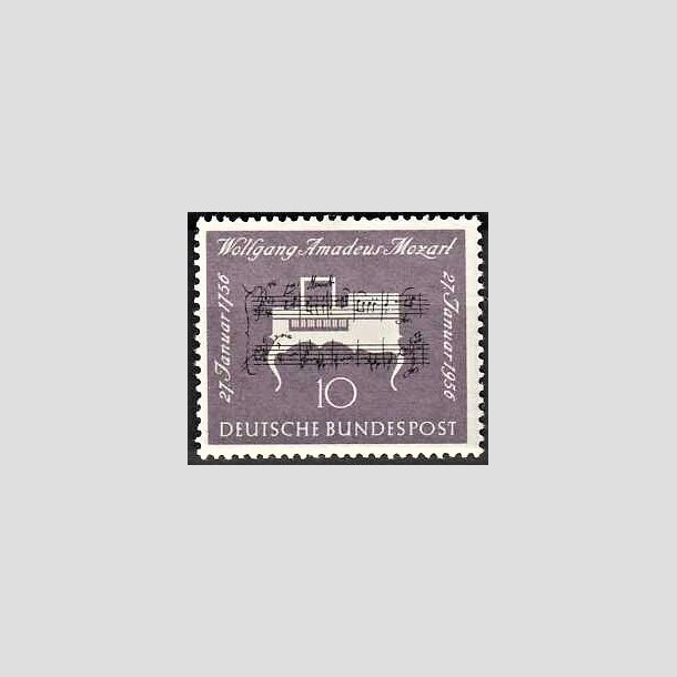 FRIMRKER VESTTYSKL. BUND: 1956 | AFA 1191 | Mozart mindeudgave. - 10 pf. violet/sort - Postfrisk