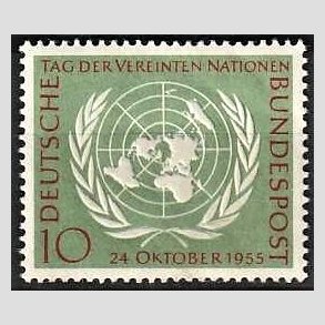 FRIM�RKER VESTTYSKL. BUND: 1955 | AFA 1184 | FN dagen - 10 pf. gr�n/r�d - Postfrisk