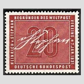 FRIM�RKER VESTTYSKL. BUND: 1956 | AFA 1190 | Heinrich von Stephan mindeudgave - 20 pf. karmin - Postfrisk