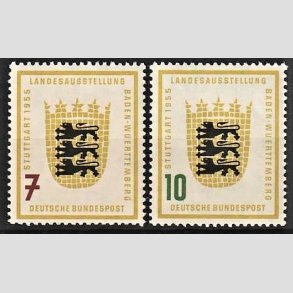 FRIM�RKER VESTTYSKL. BUND: 1955 | AFA 1175,1176 | Baden-W�rttemberg udstilling. - 7 pf. + 10 pf. i s�t - Postfrisk