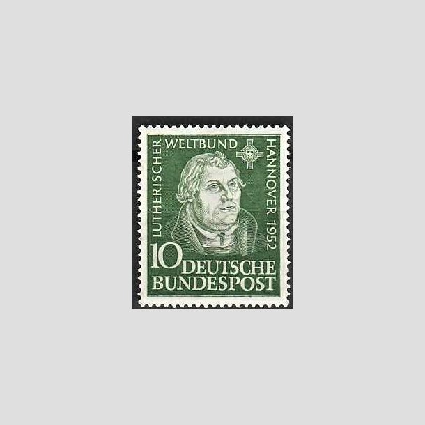 FRIMRKER VESTTYSKL. BUND: 1952 | AFA 1113 | Lutherske Verdensforbund - 10 pf. grn - Postfrisk