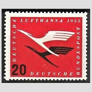 FRIM�RKER VESTTYSKL. BUND: 1955 | AFA 1171 | Lufthansas genetablering - 20 pf. r�d/sort - Postfrisk