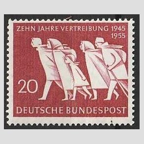 FRIM�RKER VESTTYSKL. BUND: 1955 | AFA 1178 | 10-�ret for tvangsflytningerne - 20 pf. r�dbrun - Postfrisk