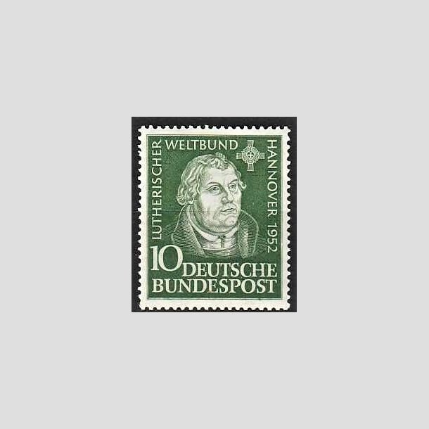 FRIMRKER VESTTYSKL. BUND: 1952 | AFA 1113 | Lutherske Verdensforbund - 10 pf. grn - Postfrisk