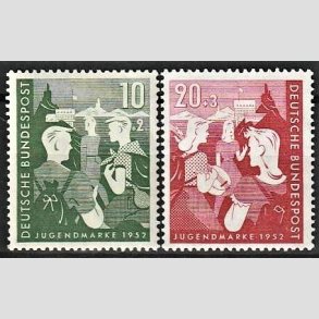 FRIM�RKER VESTTYSKL. BUND: 1952 | AFA 1117,1118 | Velg�renhedsm�rke, Ungdomshergberger. - 10+2 pf. + 20+3 pf. - Ubrugt