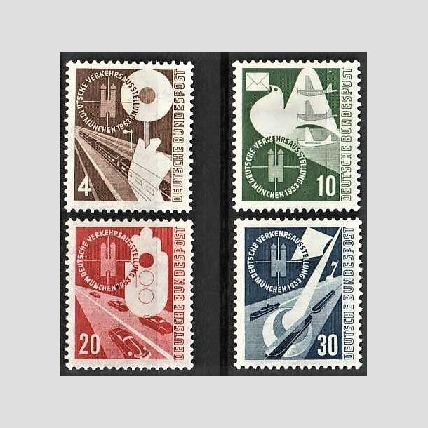 FRIMRKER VESTTYSKL. BUND: 1953 | AFA 1130-33 | Trafikudstilling Mnchen. - st 4pf - 30 pf. - Ubrugt