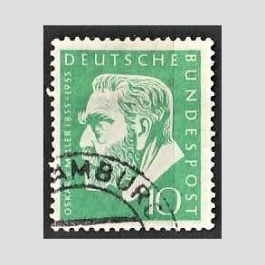 FRIM�RKER VESTTYSKL. BUND: 1955 | AFA 1172 | Oskar V. Miller - 10 pf. gr�n - Stemplet
