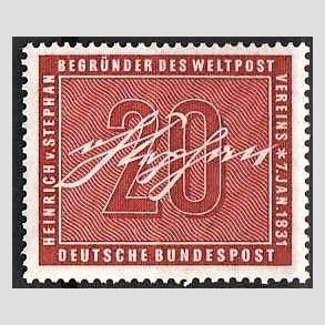 FRIM�RKER VESTTYSKL. BUND: 1956 | AFA 1190 | Heinrich von Stephan mindeudgave - 20 pf. karmin - Postfrisk