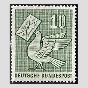 FRIM�RKER VESTTYSKL. BUND: 1956 | AFA 1210 | Frim�rkets dag. - 10 pf. gr�n - Postfrisk