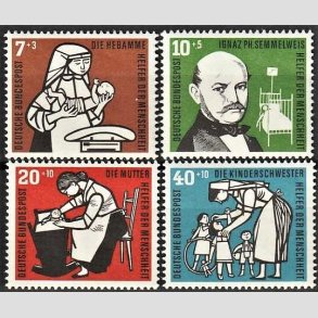 FRIM�RKER VESTTYSKL. BUND: 1956 | AFA 1206-09 | Menneskehedens hj�lpere. - 7+3 pf. - 40+10 pf. i s�t - Postfrisk