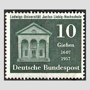 FRIM�RKER VESTTYSKL. BUND: 1957 | AFA 1225 | Universitetet i Giessen 350 �r. - 10 pf. m�rkgr�n - Postfrisk