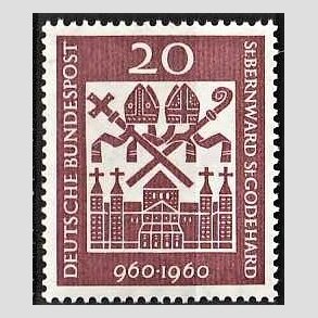 FRIM�RKER VESTTYSKL. BUND: 1960 | AFA 1300 | 1000-�ret for biskopperne. - 20 pf. brunlilla - Postfrisk