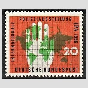 FRIM�RKER VESTTYSKL. BUND: 1956 | AFA 1203 | Int. politiudstilling. - 20 pf. orange/gr�n/Sort - Postfrisk