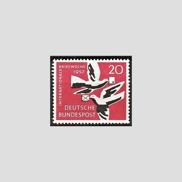 FRIMRKER VESTTYSKL. BUND: 1957 | AFA 1239 | Int. brevuge. - 20 pf. karmin/sort - Postfrisk